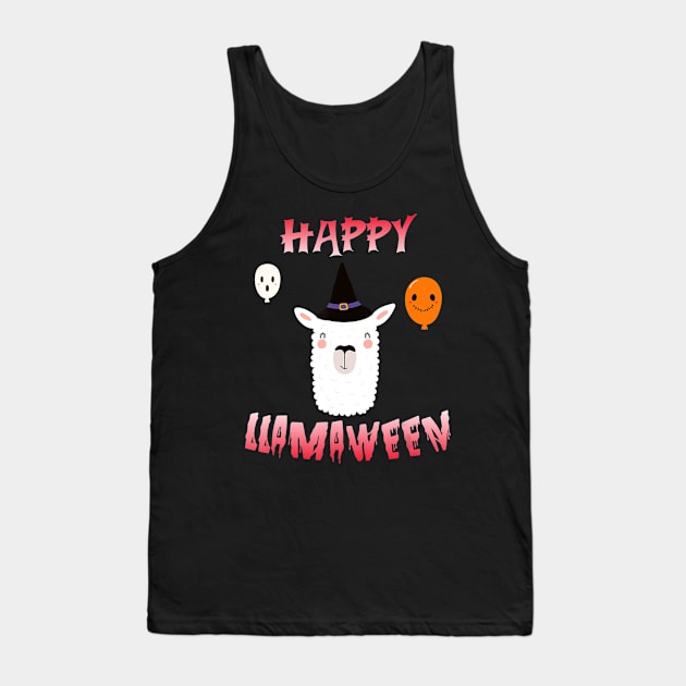 Cool Llama Witch costume halloween Happy Llamaween Tank Top by adrinalanmaji